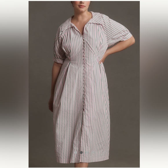 English Factory Dresses & Skirts - Anthropologie/ English Factory Plus Midi Stripe Shirt Dress Size   2X